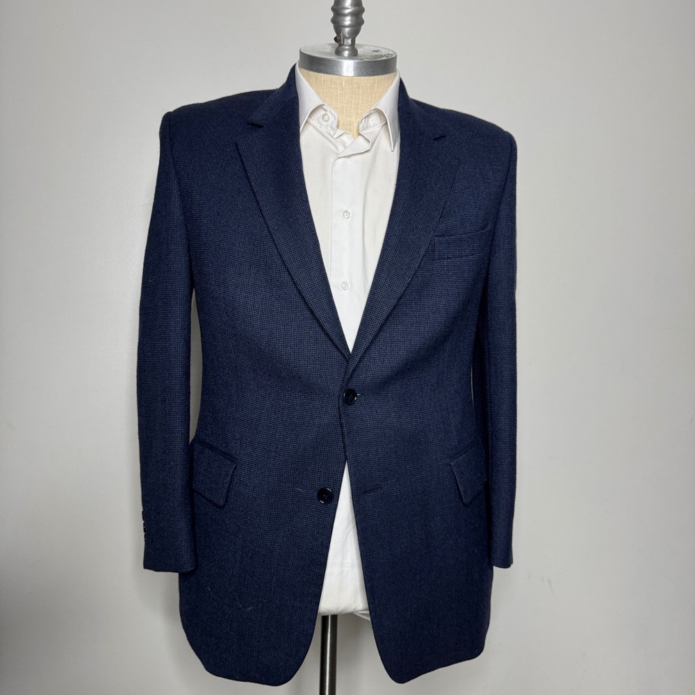 Pronto Uomo Men's Navy Blue Textured Wool Blend Blazer Sport Coat Size 42R‎